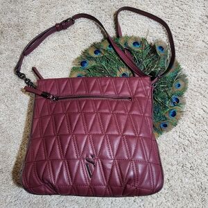 Vera Wang Soft Quilted Faux Leather Purse Burgundy
